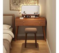Wooden Vanity, Vanity with Mirror, Adjustable LED Lights, Vanity with 3 Drawers, Modern Bedroom Vanity, Balcony, Office Desk B,80CM