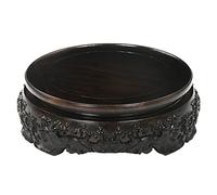 Wooden Vase Aquarium Retro Wooden Vase Base Mahogany Carved Round Teapot Vase Odd Stone Bonsai Potted Display Stand Ebony Flower Pot Rotatable Pedestal Bases Display Stand Base (Size : Grey) ( )