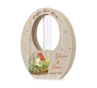 Wooden Vase Decoration Personalized DIY Glass Vase for Flower Home Table Wood Flower Decorations Wedding Gift Birthday Christmas Parents Daughter Best Friend Sister (Vase-C-2 name+year/text)