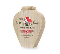 Wooden Vase Decoration Personalized DIY Glass Vase for Flower Home Table Wood Flower Decorations Wedding Gift Birthday Christmas Parents Daughter Best Friend Sister (Vase-A-2 name+date+address/text)
