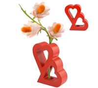 Wooden Vase for Lego Flower Bouquet Double Heart-Shaped Wooden Puzzel Vase