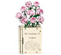 Wooden Vase for Lego Flowers - Book-Shaped Vase for Lego Flower Bouquet Building Set-Book Lovers Gifts for Women Teacher - Home Decoration for Bookshelf