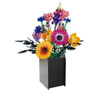 Wooden Vase for Lego Flowers, Decorative Puzzle Assembly Display Stand for Home and Office, Creative Toy Bouquet Holder, Smooth Finish Jigsaw Design, Easy to Build with Glue Included (Black)