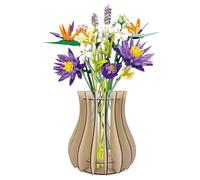 Wooden Vase Kit for Lego Flowers Bouquet 10280 10313 Cute Flower Vase Building Set for Lego Bouquet Arrangement Home Decoration for Women Adults