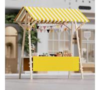 Wooden Vendor Booth With Canopy, Foldable Portable Market Stall Cart, Foldable Portable Vendor Cart, Movable Stall Display Stand for Outdoor Events, Street Food, and Markets，（Yellow，120x200c