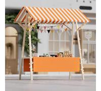 Wooden Vendor Booth With Canopy, Foldable Portable Market Stall Cart, Foldable Portable Vendor Cart, Movable Stall Stand for Outdoor Events, Street Food, Markets，（Orange，150x200cm/59x78.7in）