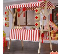 Wooden Vendor Booth With Canopy, Foldable Portable Market Stall Cart, Foldable Wooden Market Display Stand, Portable Outdoor Sales Stall for Night and Early Market, Lockable Wheels Candy Ven