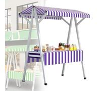 Wooden Vendor Booth With Canopy, Foldable Portable Market Stall Cart, Portable Dining Cart with Canopy, Foldable Market Stall Kiosk, Outdoor Vendor Food Display Stand for Markets & Street Fo