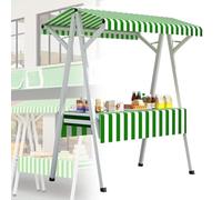 Wooden Vendor Booth With Canopy, Foldable Portable Market Stall Cart, Portable Dining Cart with Canopy, Foldable Market Stall Kiosk, Outdoor Vendor Food Display Stand for Markets & Street Fo