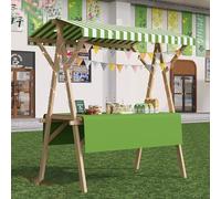 Wooden Vendor Cart for Events Selling Food, Portable Market Stall Display Stand for Outdoor Vendor, Hot Dog Cart for Sale Toy/Ice Cream/Sweets(Light Green/A,W/150cm(59"))