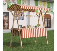 Wooden Vendor Cart for Events Selling Food, Portable Market Stall Display Stand for Outdoor Vendor, Hot Dog Cart for Sale Toy/Ice Cream/Sweets(Orange,W/120cm(47 1/4"))