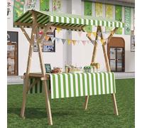 Wooden Vendor Cart for Events Selling Food, Portable Market Stall Display Stand for Outdoor Vendor, Hot Dog Cart for Sale Toy/Ice Cream/Sweets(Light Green/B,W/150cm(59"))