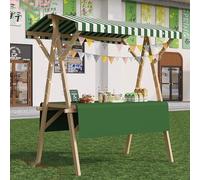 Wooden Vendor Cart for Events Selling Food, Portable Market Stall Display Stand for Outdoor Vendor, Hot Dog Cart for Sale Toy/Ice Cream/Sweets(Dark Green/A,W/150cm(59"))