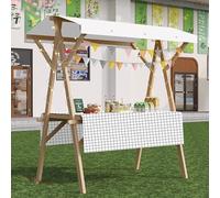 Wooden Vendor Cart for Events Selling Food, Portable Market Stall Display Stand for Outdoor Vendor, Hot Dog Cart for Sale Toy/Ice Cream/Sweets(White/A,W/150cm(59"))