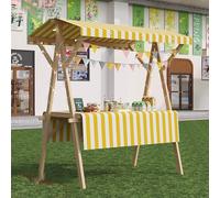 Wooden Vendor Cart for Events Selling Food, Portable Market Stall Display Stand for Outdoor Vendor, Hot Dog Cart for Sale Toy/Ice Cream/Sweets(Yellow/B,W/150cm(59"))