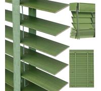 Wooden Venetian Blinds for Windows 50mm Slats Horizontal Privacy Solid Wood Window Blinds Blackout Shades Mini Blind for Office Living Room Bedroom Easy Fit Curtains(Green)