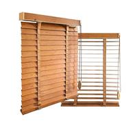 Wooden Venetian Blinds for Windows/Door, 50mm Slats, Blackout & Thermal Insulated Blind, Easy Fit Privacy Shutter for Home Office/Living Space, 10-245cm Custom Sizes