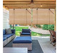 Wooden Venetian Blinds Outdoor Wooden Roller Blind Sun Protection Curtain Side Pull Opaque Bamboo Blind for Balcony Kitchen Terrace Corridor Pergola Bathroom Decoration