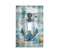 Wooden Vintage Retro Anchor Nautical Theme Single Toggle Light Switch Plates Cover Decorative 1 Gang Wall Plate Electrica Faceplate for Bedroom Decorate Accessories