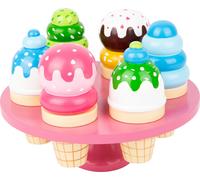 Wooden Waffle Ice Cream Stand 13pcs Cones Ice Cream Pretend Play Imaginative