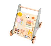 Wooden Walker - Durable Push Cart with Adjustable Grip, Smooth Glide Wheels, Early Mobility Toy, Handcrafted Wood Frame | Learning Walking Activity for Boys Girls Home Classroom Outdoors