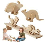 Wooden Walking Animals Set 5 - Inertia Downhill Motion Toy, Blocks Figures Educational Activity | Boys Girls Observation Concentration Classroom Nursery Playroom Cultivation Fun Gift Decor