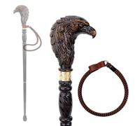 Wooden Walking Cane, Hand Carved Ergonomic Handle for Men and Women | 3D Carved Design, Natural Wood Grain, Solid Red Oak, 400 lbs Capacity, Wax Oil Finish, Durable Rubber Tip