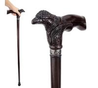 Wooden Walking Cane, Hand Carved Falcon Design, Gothic Walking Stick | 3D Carved Design, Natural Wood Grain, Solid Red Oak, 400 lbs Capacity, Wax Oil Finish, Durable Rubber Tip