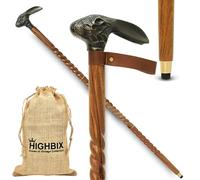 Wooden Walking Cane with Antique Brass Rabbit Head Handle - Victorian Style Foldable Walking Stick for Seniors & Adults