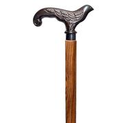 Wooden Walking Cane with Brass Bird Head Handle - 37" Antique Vintage Style Stick for Men & Women - Classic Collectible Support Stick for Gift, Costume, or Daily Use