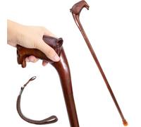 Wooden Walking Cane, with Ergonomic Handle and Rubber Tip