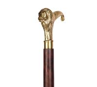 Wooden Walking Cane with Lion Head - Vintage Antique Handmade Hand-Carved Stick, Foldable and Lightweight - Fancy & Fanshionable Gift for Men & Women, Perfect for Seniors and Grandpa