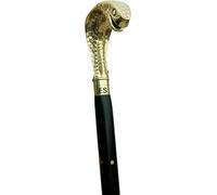 Wooden Walking Stick with Classic Solid Brass Handle Antique Style 36" Adjustable Detachable Lightweight Folding Walking Stick Victorian Gift for Men Women (Gold&Black)