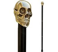 Wooden Walking Stick with Classic Solid Brass Handle Antique Style 36" Adjustable Detachable Lightweight Folding Walking Stick Victorian Gift for Men Women (Gold/Black)