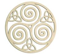 Wooden Wall Art - Celtic Triple Spiral Design, Decorative Irish Heritage Emblem | Triskele Knot Spiritual Wood Wall Ornament, Suitable Meditation Space Yoga Studio Home Interior, Solid Wood