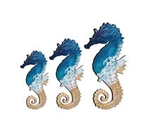 Wooden Wall Art - Trio of Nautical Sea Creature Decor, Farmhouse Coastal Decorations | Tropical Beach Style Wooden Pieces for Indoor Bathroom Walls, Porches, Patios, and Living Areas