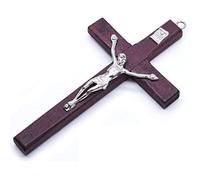 Wooden Wall Cross Jesus Catholic Handcrafted Plaque Wall Cross Hanging Wall Crucifix with Hole for Home Church Wall Decor