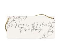 Wooden Wall Hanging Sign - Home Isn't a Place, It's a Feeling - Full Colour - Cottage-core Inspired - Home Decor for Living Room, Entryway, or Front Door
