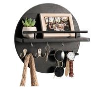 Wooden Wall Key Holder and Mail nizer with Circular Shelf, Stylish Design for Home Entryway, Key Rack and Mail Storage Solution, Perfect for Clutter-Free Living