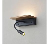 Wooden Wall Lamp for Bedroom,Nightstand Lamp with Type C Charging,3w Led Reading Light ,Modern 13w Wall Sconce with Switch for Indoor Hallway,Bed,Guest Room,Hotel,Flexible Gooseneck Light 3000k,1pcs