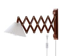 Wooden Wall lamp with Switch Scissor Extendable Telescopic Wall lamp with Plug Bed lamp Reading Light E27 Socket Adjustable Wall Lighting, for Living Room Bedroom