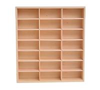 Wooden Wall Mounted Display Cabinet Trinket Shelf Display Case Wall Hanging Unit Souvenir Organiser Minifigure Display Case for Collectibles, Toys, Model Car, and Ornaments, 21 Grid