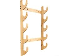 Wooden Wall Mounted Fishing Rod Rack| Horizontal or Vertical Ceiling Holder for Garage Shed Cabin Boathouse| Natural Wood Finish with Curved Design for Secure(5 level)