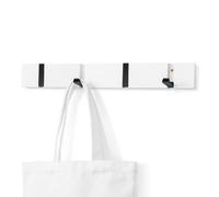 Wooden Wall Mounted Folding Rack, Modern Wall Floating Coat Hook Rack Space-Saving Coat Hanger for Coats, Hats, Scarves, Key (White 4 Hooks)
