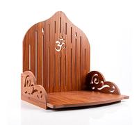 Wooden Wall Mounted Hanging Table top Temple Pooja Mandir God Stand Shelf for Storage and Idols Decoration for Home Office and Gifting (Brown- Design1)
