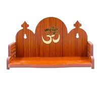 Wooden Wall Mounted Hanging Table top Temple Pooja Mandir God Stand Shelf for Storage and Idols Decoration for Home Office and Gifting (Golden Om)