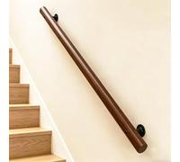 Wooden Wall-Mounted Non-Slip Grab Rail with Black Iron Brackets - Safe Support for Elderly & Kids - 100cm (3.3ft) Deep Walnut Finish - Ideal Bathroom & Stair Aid