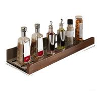 Wooden Wall Mounted Organizer for Spices and Kitchen Supplies with Open Grid Design and Walnut Black Tea Treatment