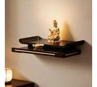 Wooden Wall Mounted Pooja Mandir - Solid Wood Buddhist Altar Shelf for Meditation, Space-Saving Temple for Small Homes, Perfect Shrine for Buddha Statues