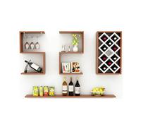 Wooden Wall-Mounted, Rack Features","Creative Diamond-Shaped Design, Is Easy To Clean, Multi-Tiered Storage, Making It Suitable for Both Home and Bar Use.-Teak